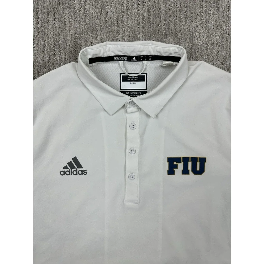 Men's Adidas x FIU Panthers Polo Shirt Florida International White Mens Large